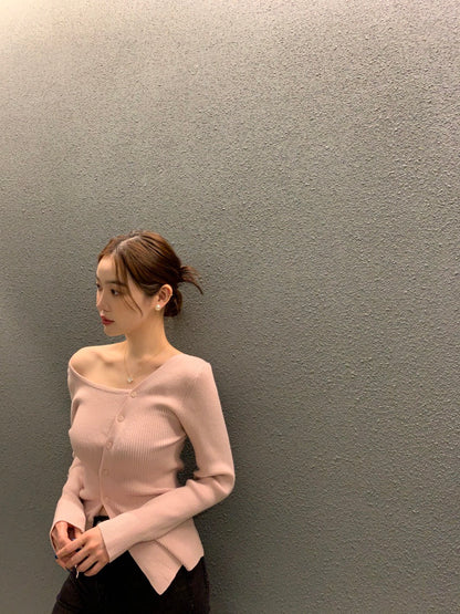 Design-Savvy Off-Shoulder Knit Top