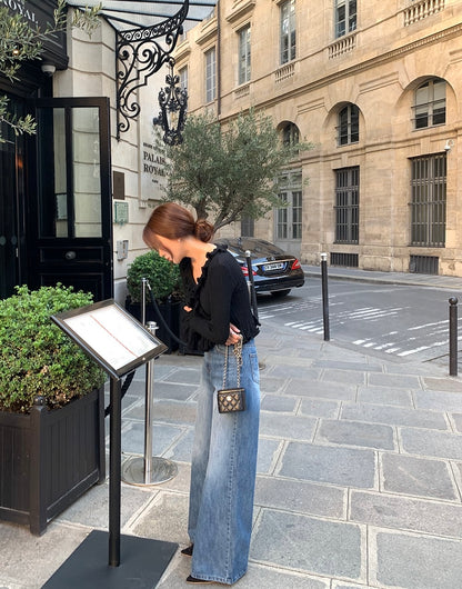 V領荷葉邊針織top