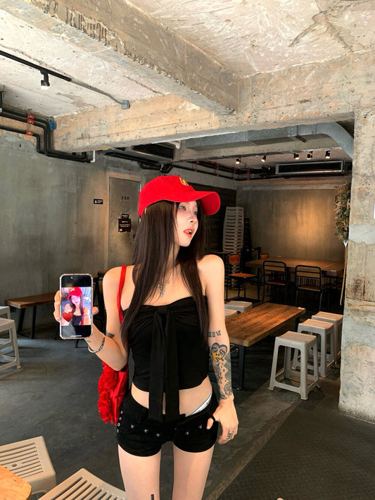 Bow Tie Lace-Up Bustier Tank Top