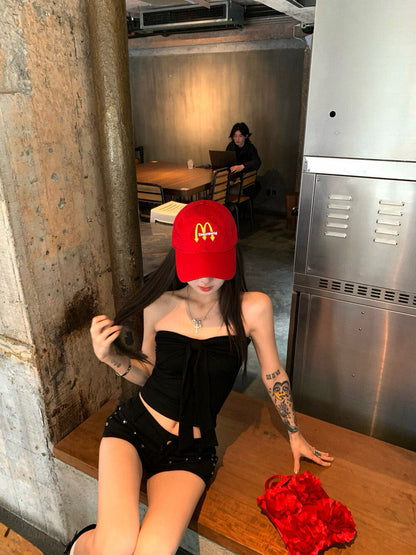 Bow Tie Lace-Up Bustier Tank Top