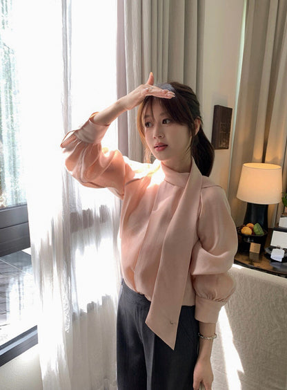 Elegant Scarf Collar Blouse