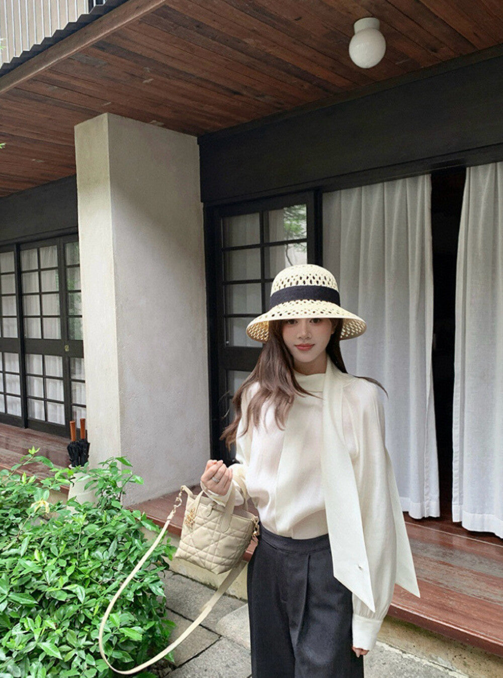 Elegant Scarf Collar Blouse