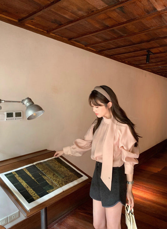 Elegant Scarf Collar Blouse