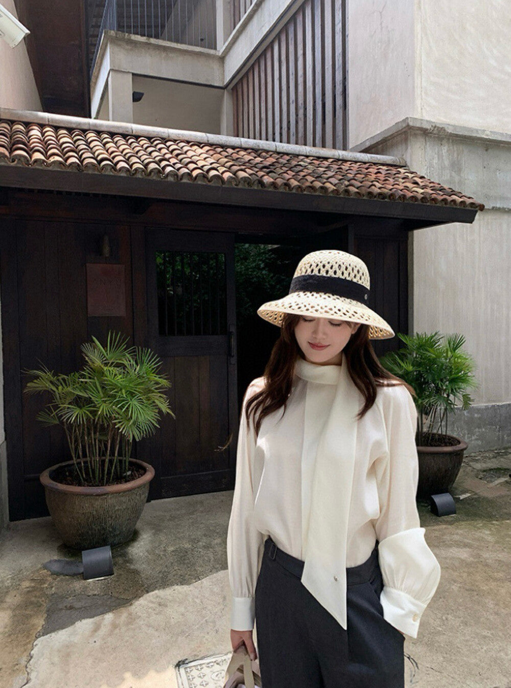 Elegant Scarf Collar Blouse