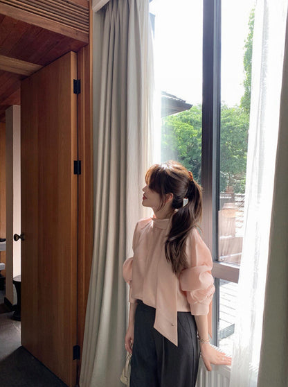 Elegant Scarf Collar Blouse