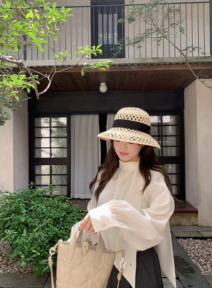 Elegant Scarf Collar Blouse