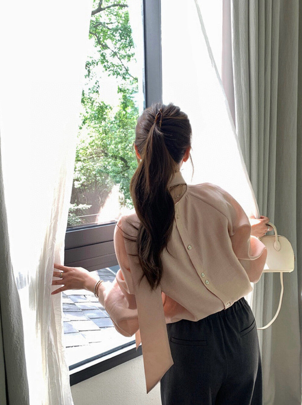 Elegant Scarf Collar Blouse