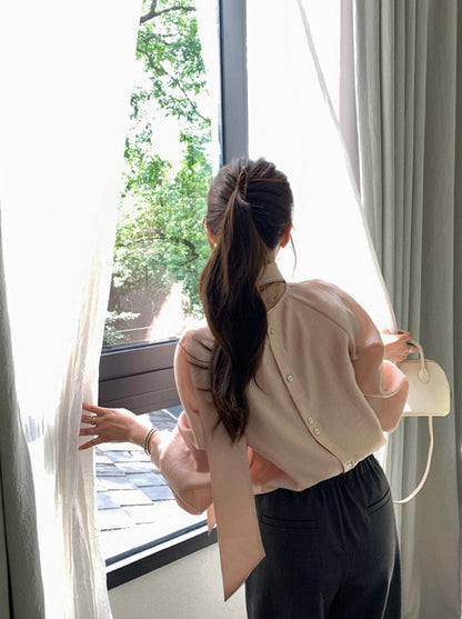 Elegant Scarf Collar Blouse