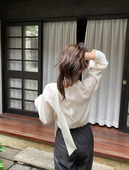 Elegant Scarf Collar Blouse