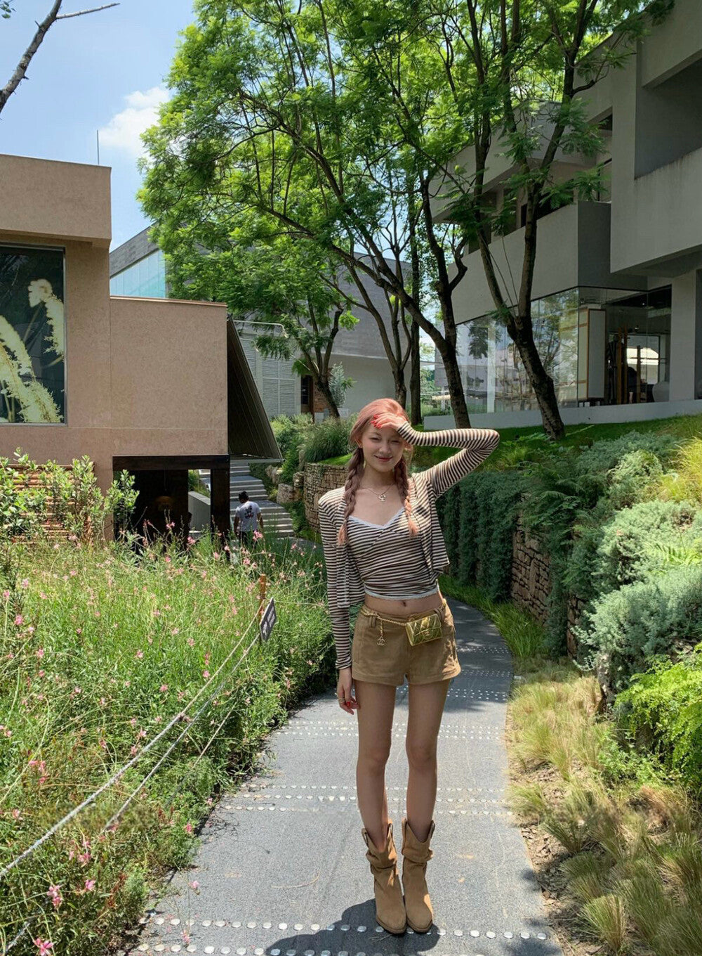 Striped Camisole & Knitted Cardigan Set