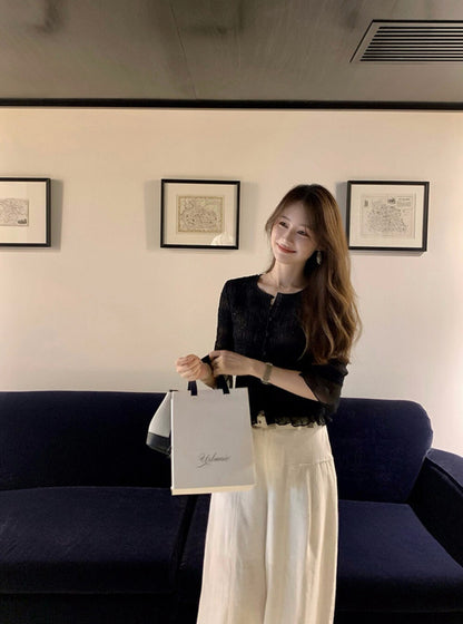 Embroidered Sequin Ruched Stretch Top