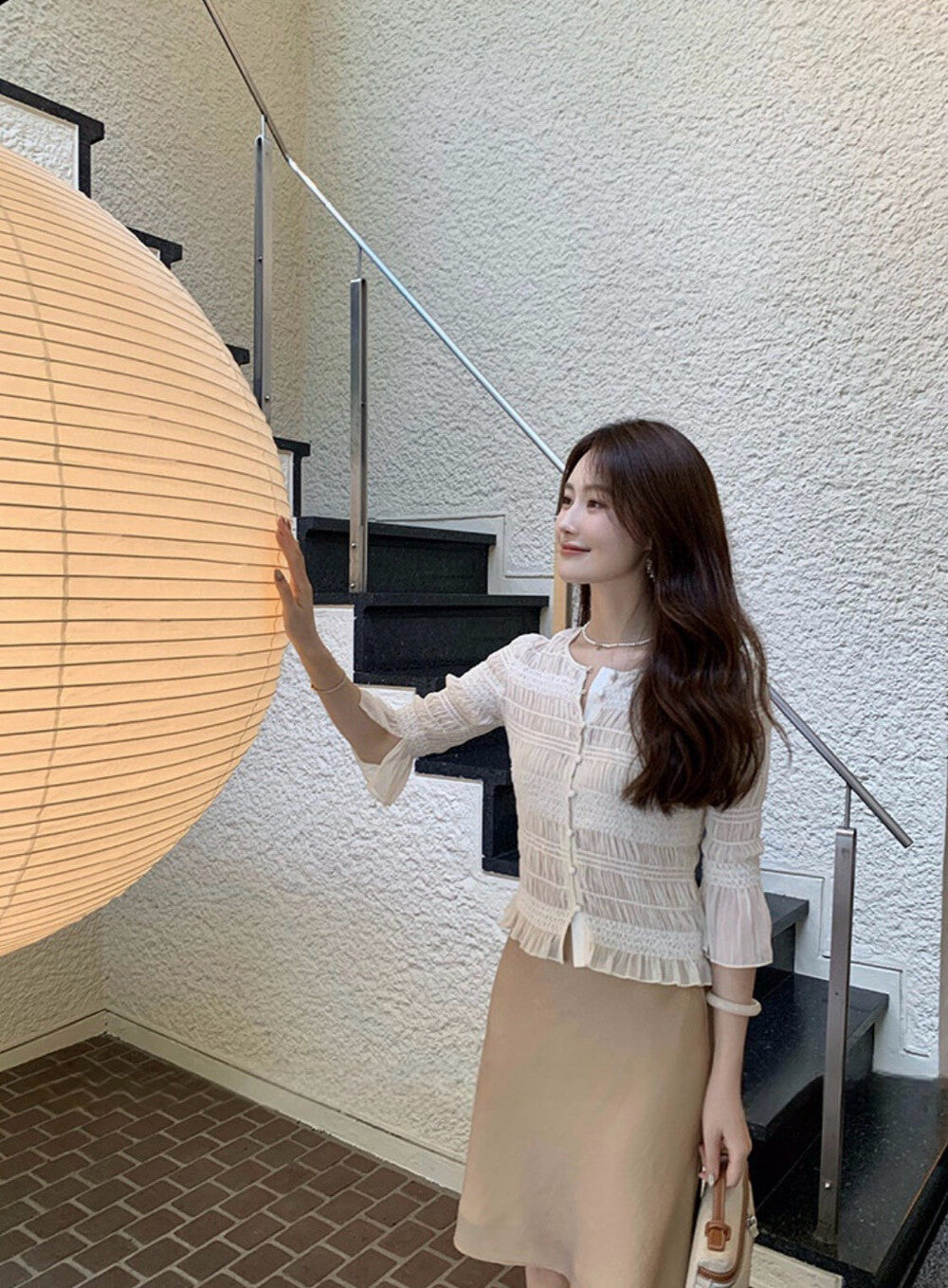 Embroidered Sequin Ruched Stretch Top