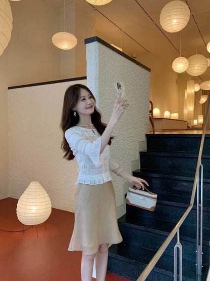 Embroidered Sequin Ruched Stretch Top