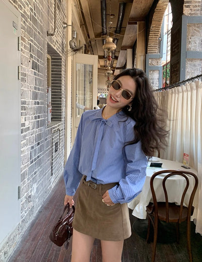 Striped Shirt with Bow Tie