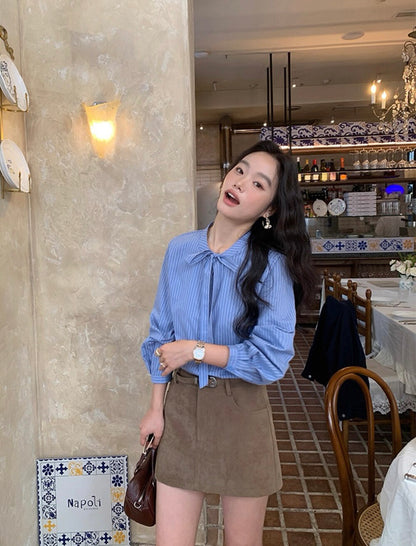 Striped Shirt with Bow Tie