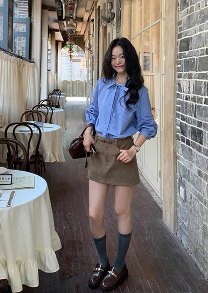 Striped Shirt with Bow Tie