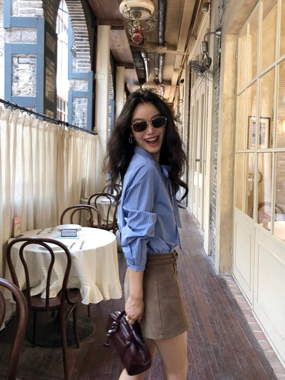 Striped Shirt with Bow Tie