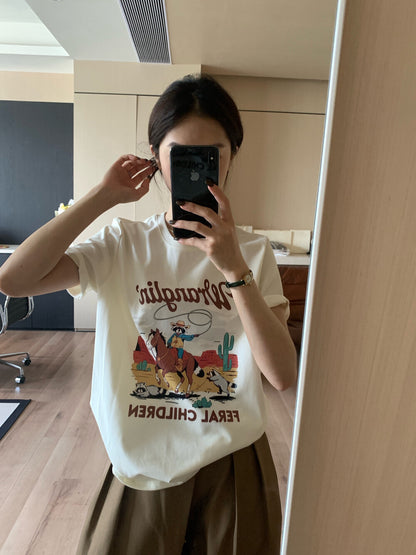 Minimalist Cartoon Loose Short Sleeve