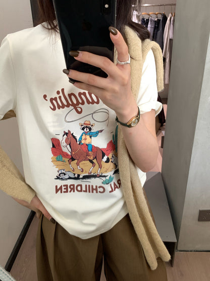 Minimalist Cartoon Loose Short Sleeve