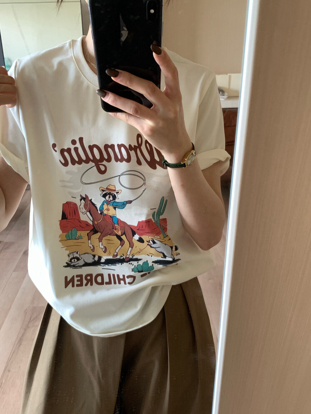 Minimalist Cartoon Loose Short Sleeve