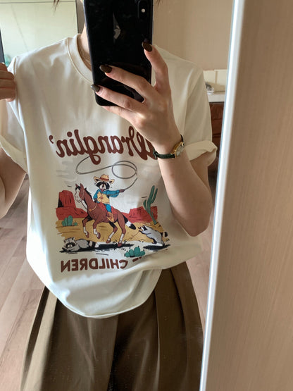 Minimalist Cartoon Loose Short Sleeve