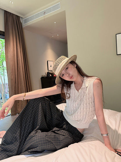 Retro Green Plaid Casual Pants