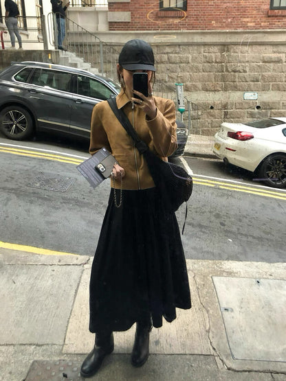 Notched Lapel Slim Fit Shoulder-Cut Short Jacket