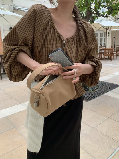 Vintage Sweet Plaid Ribbon Blouse