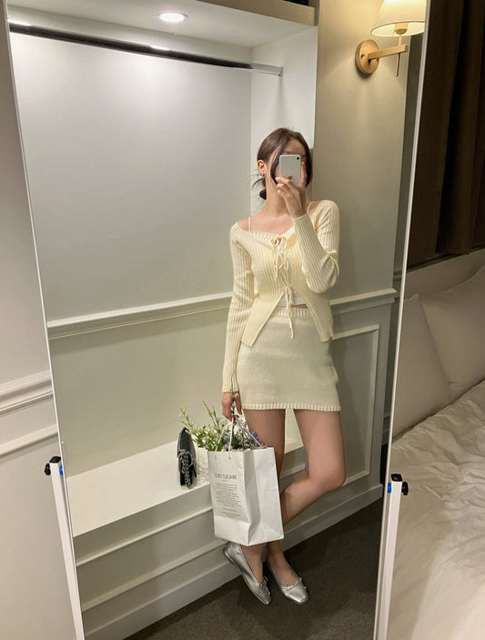 法式綁帶百搭針織衫