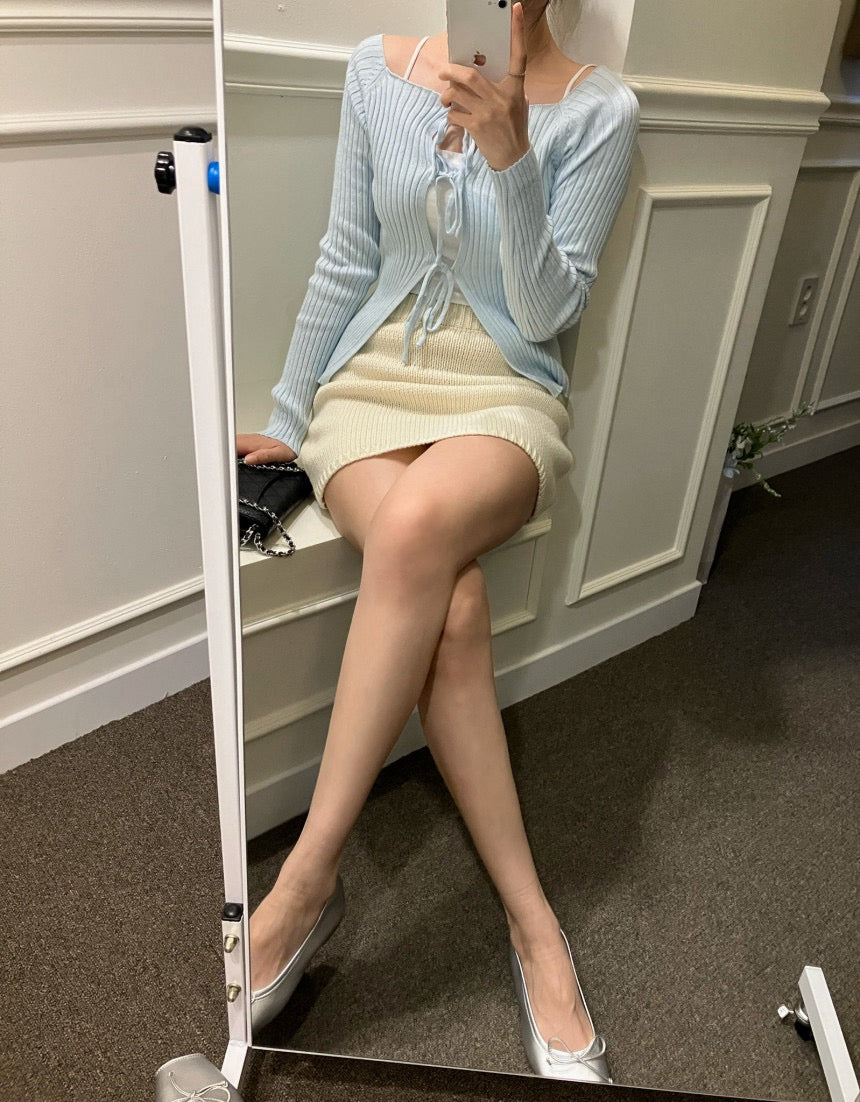 French-Style Lace-Up Versatile Knit Sweater