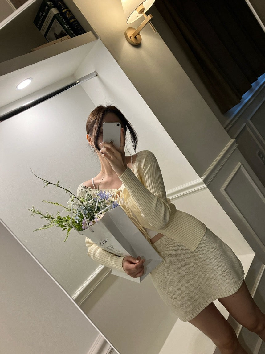 French-Style Lace-Up Versatile Knit Sweater