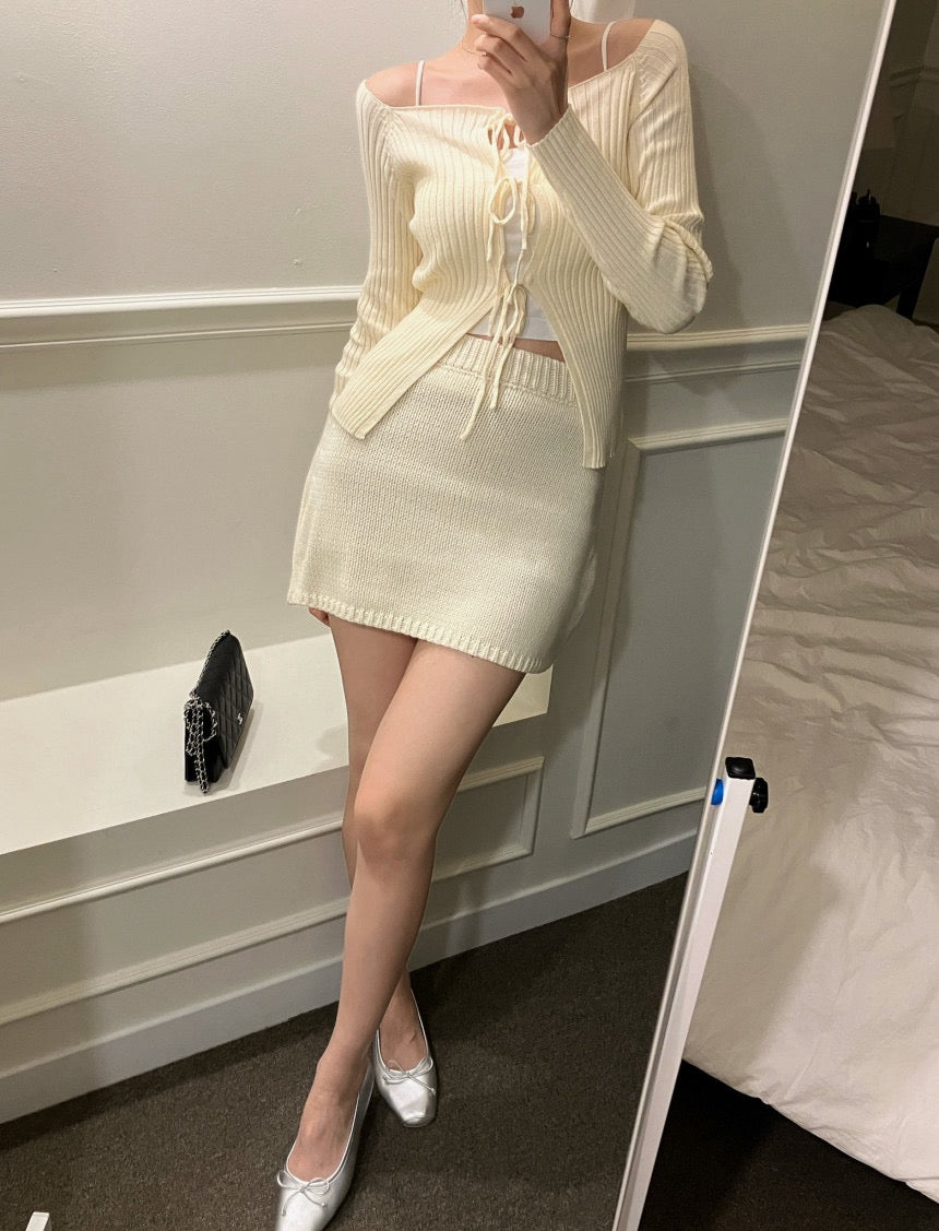 French-Style Lace-Up Versatile Knit Sweater