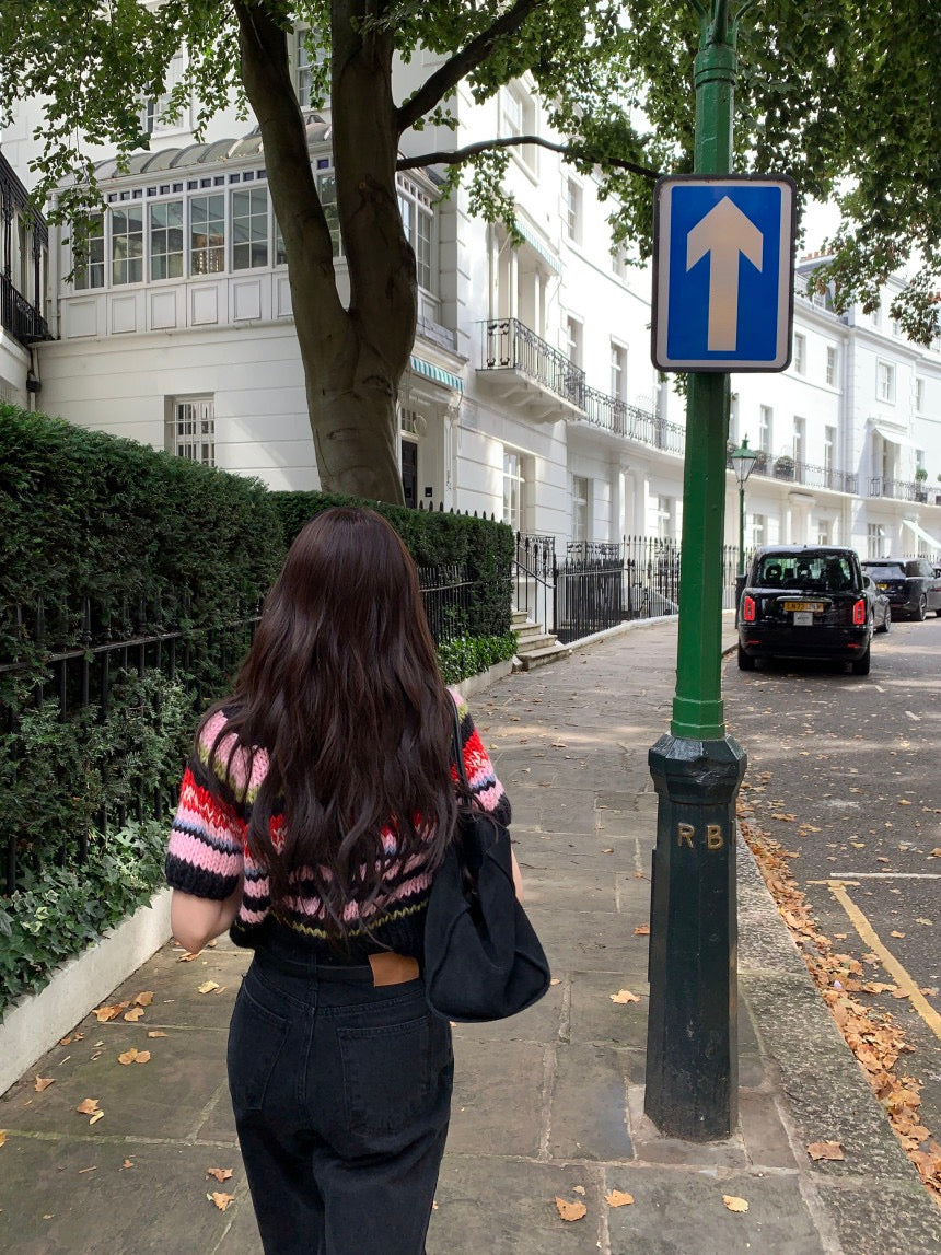 French Vintage Short-Sleeve Sweater