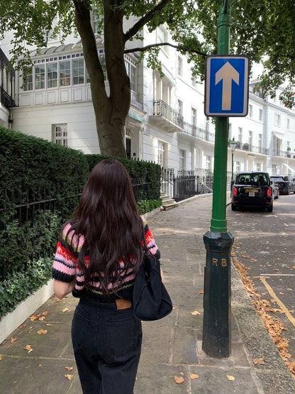 French Vintage Short-Sleeve Sweater