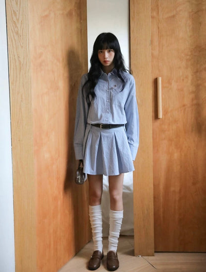 翻領格子恤衫連身裙