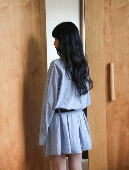 翻領格子恤衫連身裙