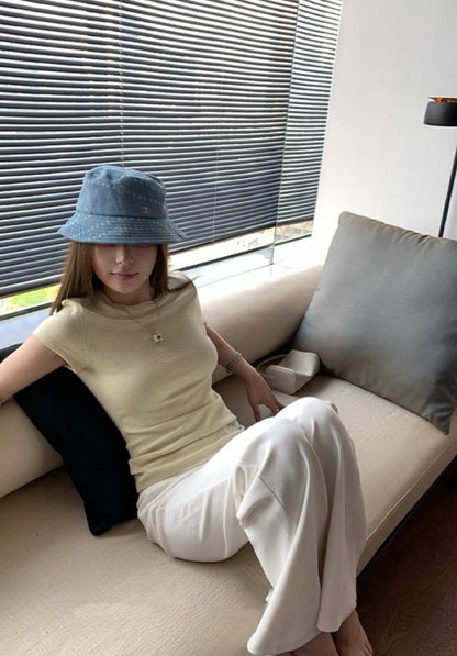 ドローストリング付きハイウエストスリムフィットカジュアルパンツ