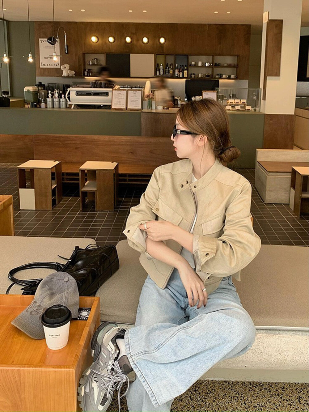 麂皮絨短款夾克外套