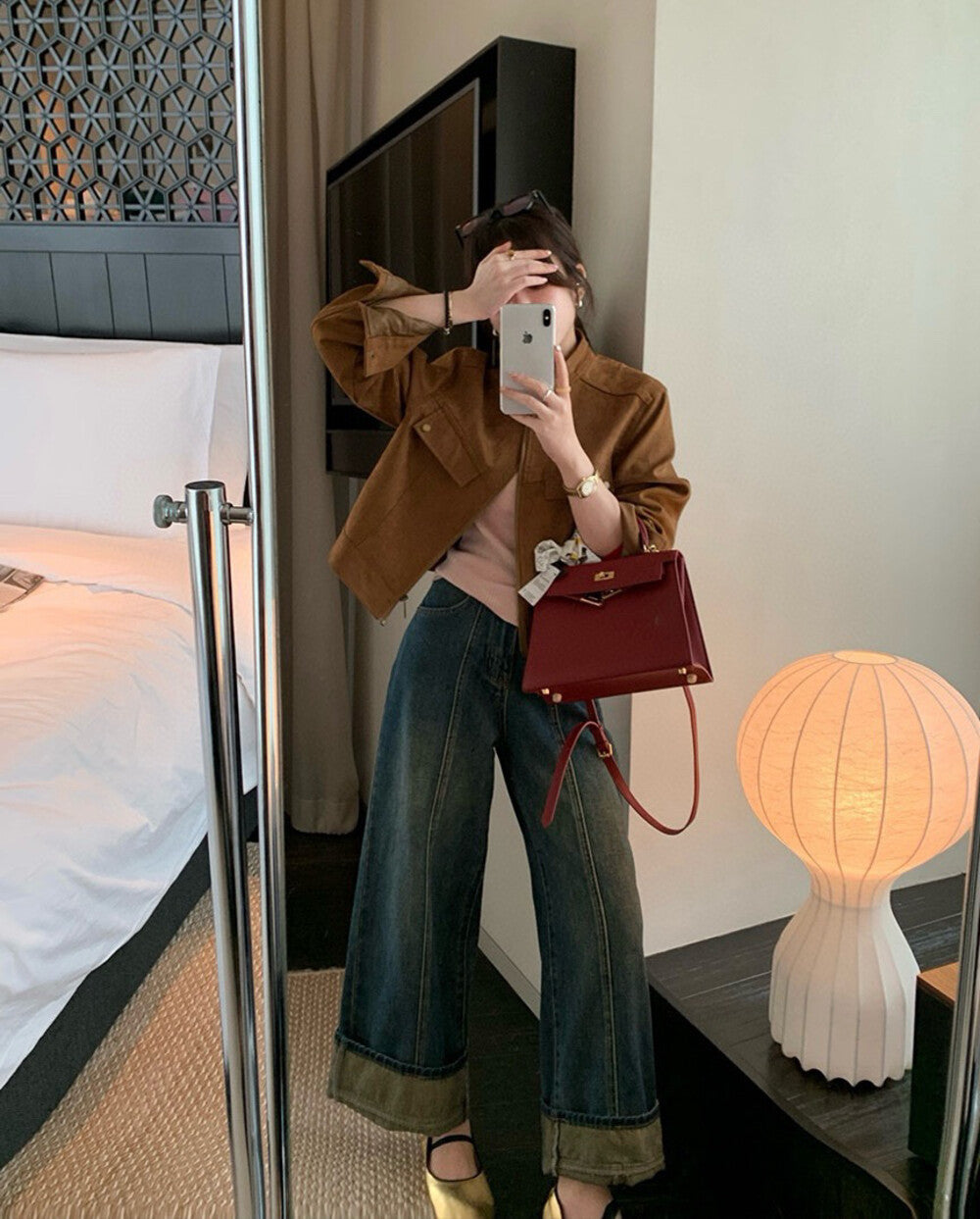 麂皮絨短款夾克外套