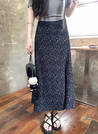 法式高腰碎花魚尾裙