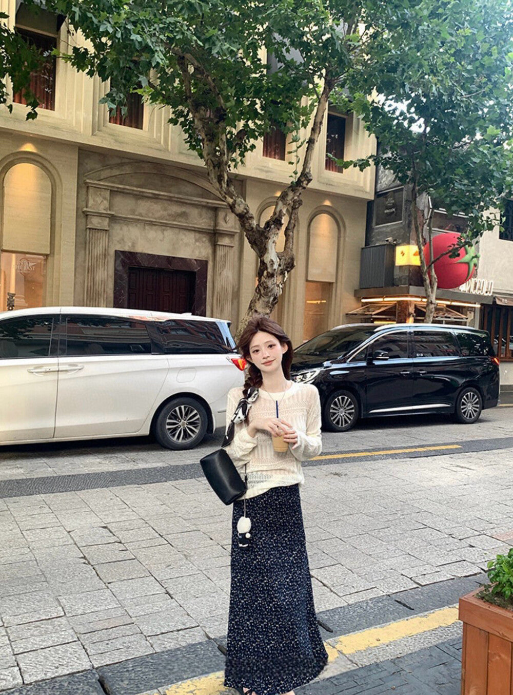 法式高腰碎花魚尾裙