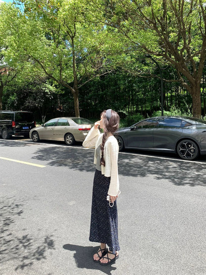 法式高腰碎花魚尾裙