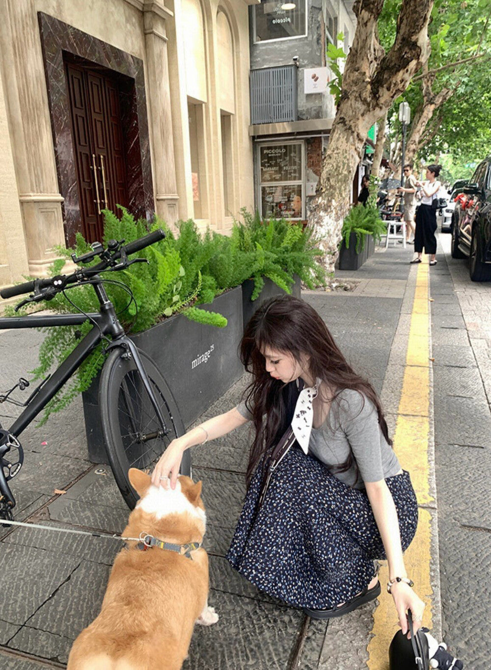 法式高腰碎花魚尾裙