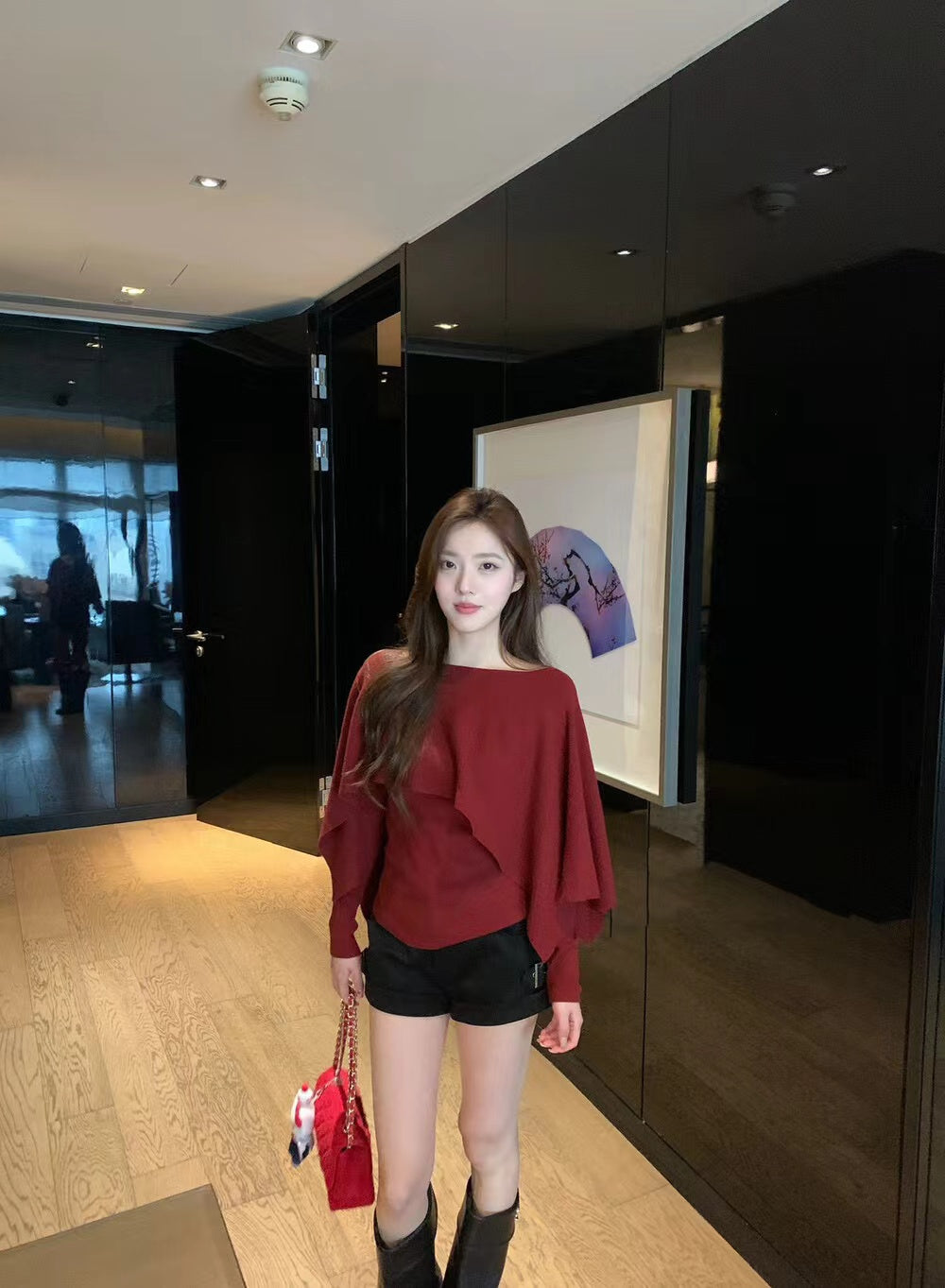 雰囲気のあるケープニットのツーピースセット