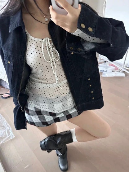 Polka Dot Sheer Tie Bow Long Sleeve