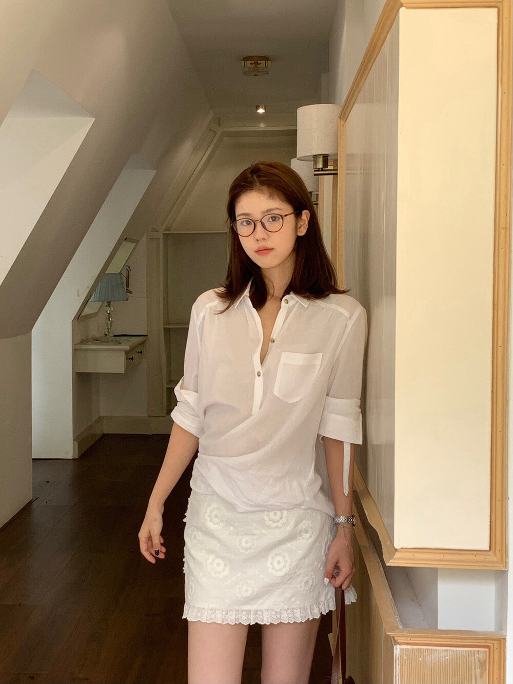 Loose Button-Up Long Sleeve Shirt