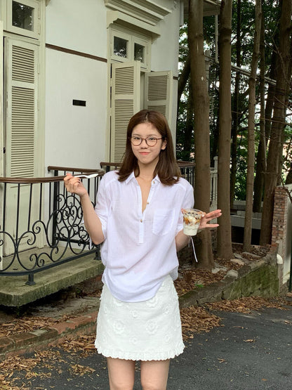 Loose Button-Up Long Sleeve Shirt