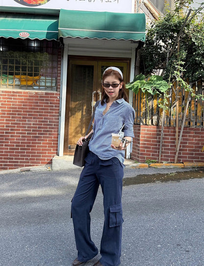 Loose Button-Up Long Sleeve Shirt