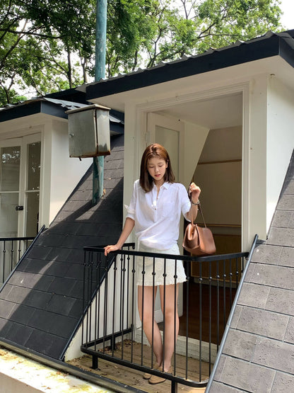 Loose Button-Up Long Sleeve Shirt