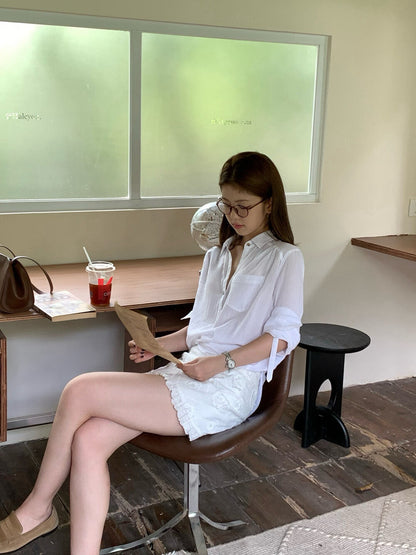 Loose Button-Up Long Sleeve Shirt